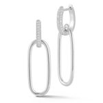 Rachel Zoe Rhodium Over Sterling Silver Oval Cubic Zirconia Drop Earrings