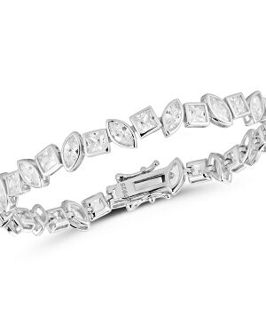 Rachel Zoe Rhodium Over Sterling Silver Mixed Shape Cubic Zirconia Tennis Bracelet
