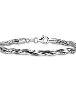 Sterling Silver Polished and Woven Textured 3.75mm Twisted Snake Link Bracelet