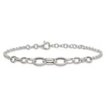 Sterling Silver Polished Graduated Cable 7-inch with 1-inch Extension Bracelet