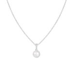 6-6½mm Cultured Freshwater Pearl and Cubic Zirconia Rhodium Over Sterling Silver Pendant