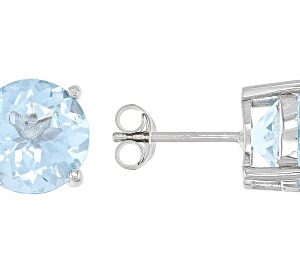 Sky Blue Topaz Rhodium Over Silver Stud Earrings 9.00ctw