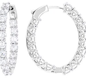 White Lab-Grown Diamond H SI Rhodium Over Sterling Silver Inside-Out Hoop Earrings 5.00ctw