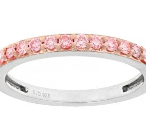 Round Pink Lab-grown Diamond SI Rhodium Over Sterling Silver Ring 0.30ctw