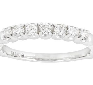 White Lab-Grown Diamond G-H VS Rhodium Over Sterling Silver Ring 0.30ctw