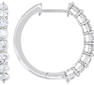 White Lab-Grown Diamond G-H VS Rhodium Over Sterling Silver Hoop Earrings 1.00ctw