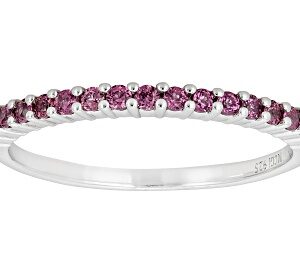 Grape Color Garnet Rhodium Over Sterling Silver Band Ring 0.30ctw