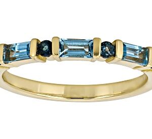 Swiss Blue Topaz 18K Yellow Gold Over Sterling Silver Band Ring 0.58ctw